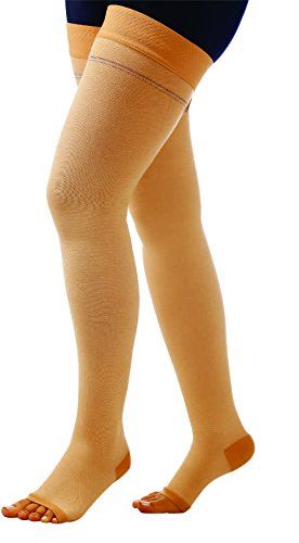 Comprezon Cotton Class I Lycra Medical Compression Stockings for Varicose Veins | Class 1 Mid Thigh Length | Compression Socks for Men and Women | Varicose Veins Stockings (Small)