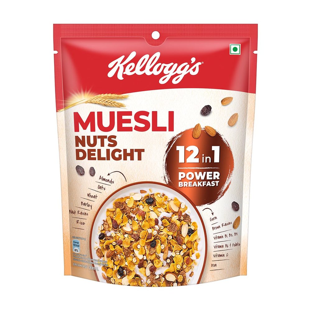 Kelloggs Muesli Nuts Delight 240g | 12-in-1 Power Breakfast | Indias No. 1 Muesli | Multigrain Breakfast Cereal