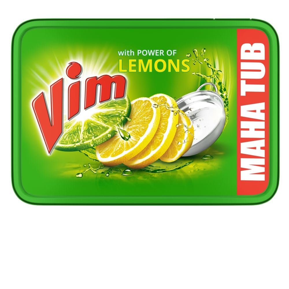 Vim Dishwash Bar Lemon Tub, Removes Stain And Grease From Utensils With Power Of Lemon, 500 g