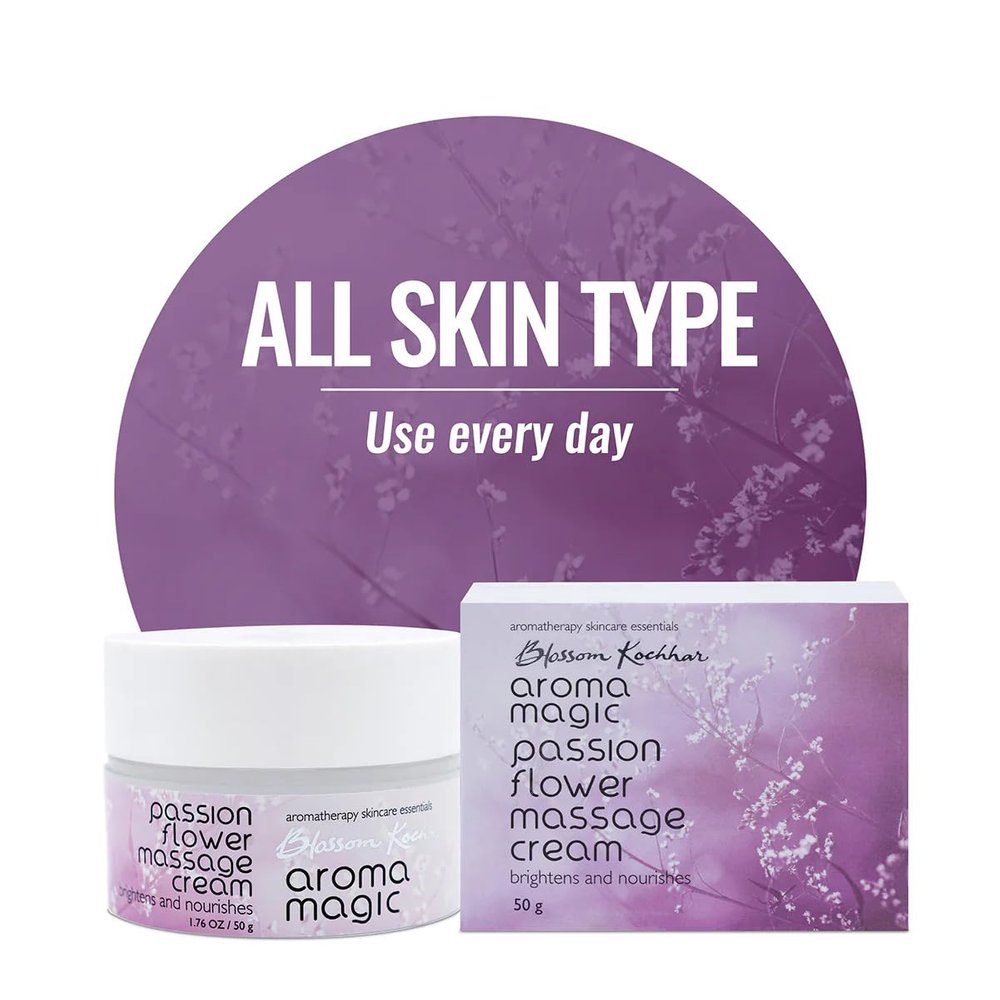 Aroma Magic Passion Flower Massage Cream| with PRO vitamin B5 |Brightens and nourishes the skin |Avocado oil, apple & lime extracts, wild olive butter| All Skin Type ? 50g