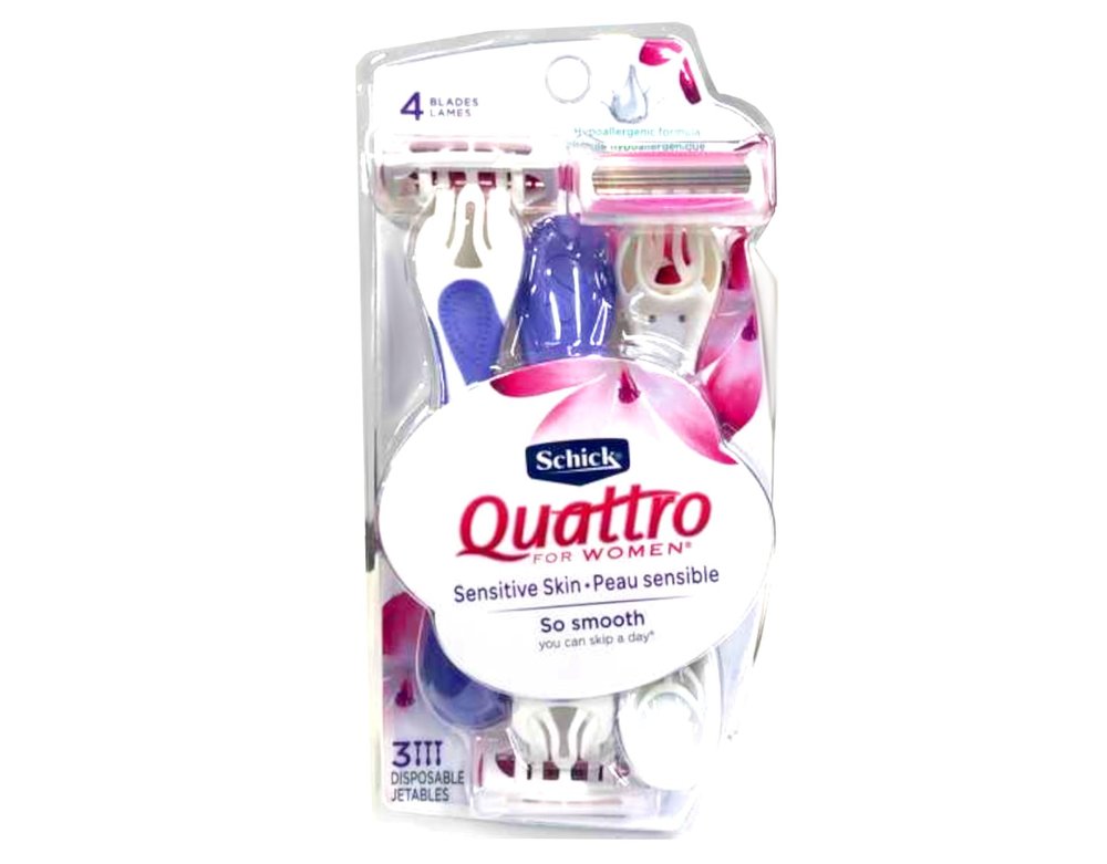 Schick Quattro for Women Disposable Sensitive Skin, 3 Count