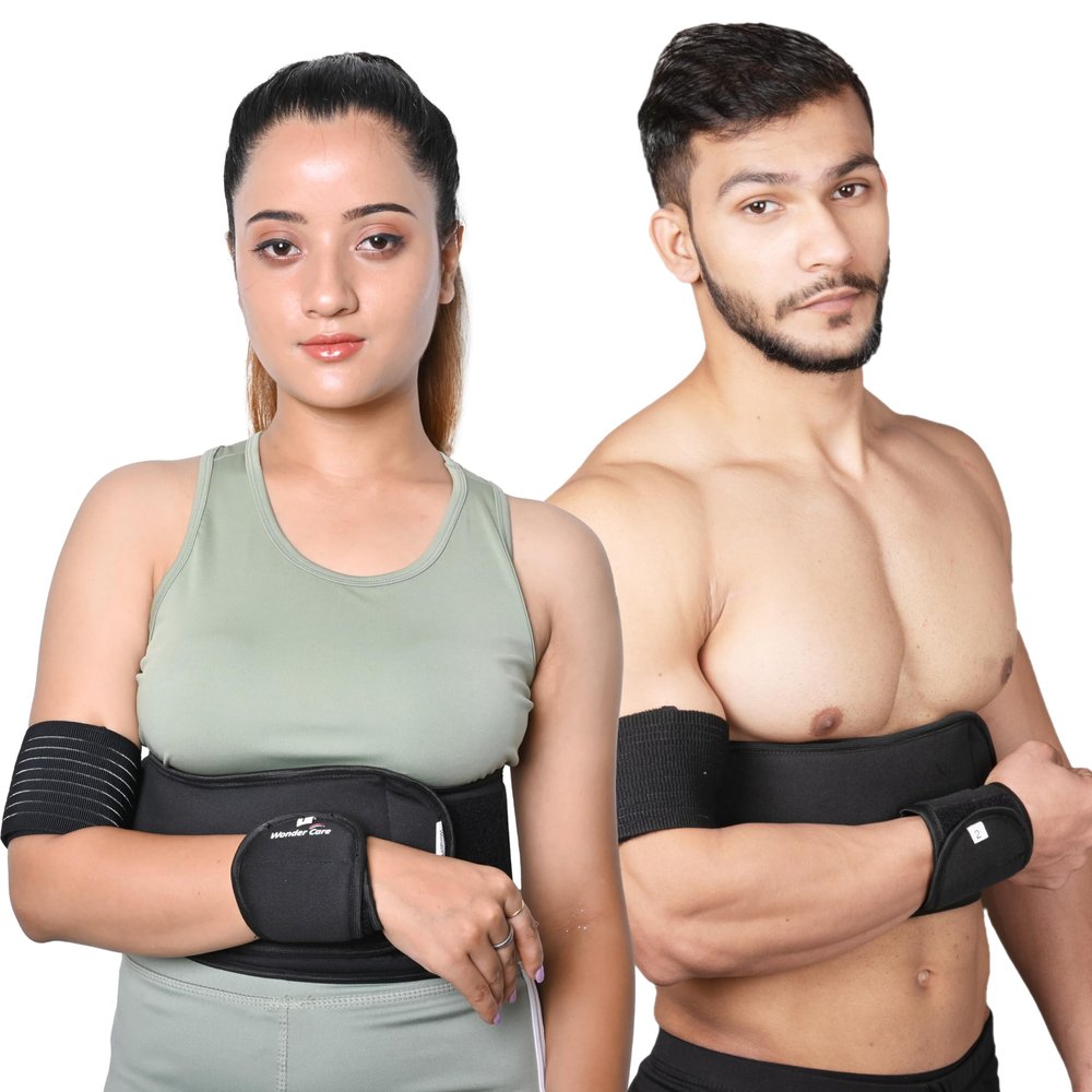 Wonder Care-Left Right Shoulder Immobilizer Arm Sling Elastic Brace for Clavicle Collar Bone Dislocation Subluxation Shoulder stabilizer Compression Brace After Rotator Cuff Surgery-Black Size-3