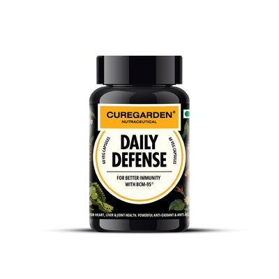Curegarden Daily Defense Curcumin Capsules - Turmeric Extract Supplement BCM 95-500mg Anti-Inflammatory Immunity Booster - Natural Anti-Oxidant - Free from Gluten/Soy/Additives - 60 Capsules
