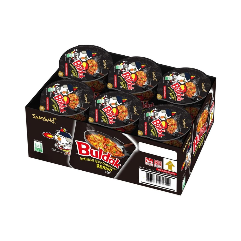 Samyang Ramen Korean Hot Chicken Ramen Cup Noodle Soup, 6 X 70 Grams