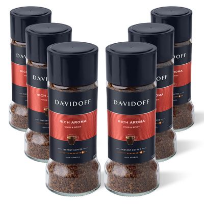 Davidoff Rich Aroma Instant Coffee Powder Glass Bottle-10/12 Intensity-100 Gram Pack Of 2, 200 Grams