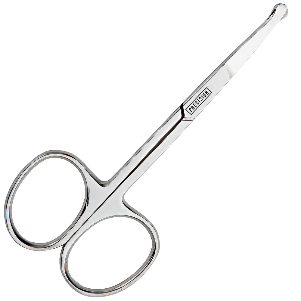 3.5 , Mirrored : Precision 3.5" Rounded Nose Hair Trimmer Safety Scissors - Round Tip for Ear, Eyebrow, Beard & Mustache Trimming