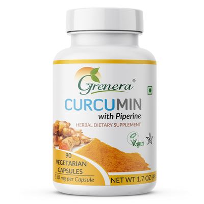 Grenera Curcumin Piperine Extract Capsules 1100 mg | Non GMO, Gluten Free