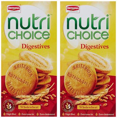 Britannia NutriChoice Digestives Whole Wheat, 250g (Pack of 2)