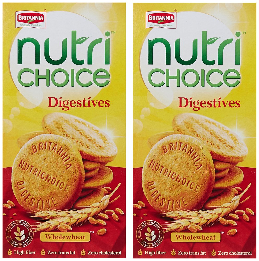 Britannia NutriChoice Digestives Whole Wheat, 250g (Pack of 2)