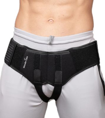 Wonder Care Inguinal Groin Hernia Support Belt for Post Surgery Mens Hernia Guard Inguinal Truss Hernia Belt Adjustable Waist Strap with 2 Removable Compression Pads (M)