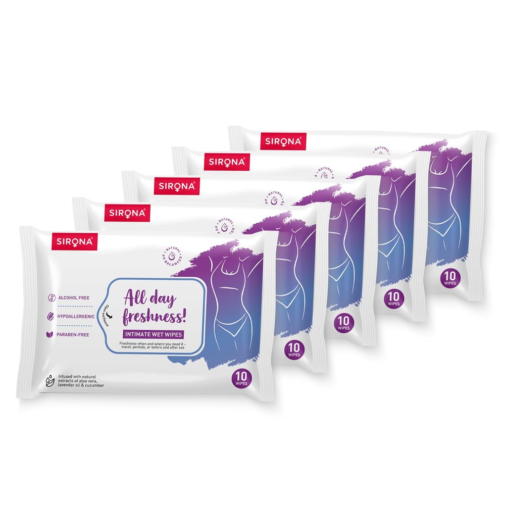 Sirona Intimate Wet Wipes - 10 Wipes, Pack Of 5