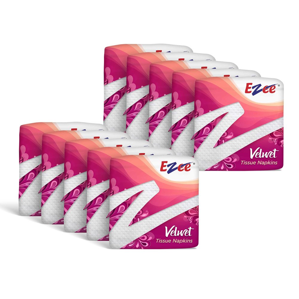 Ezee Tissue Paper Napkins - 50 Pieces, Pack of 10