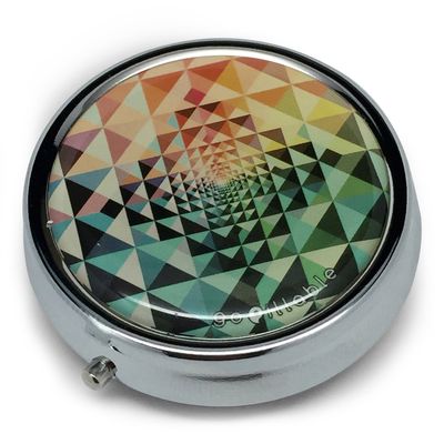 gopillable Kaleidoscope Pattern Pill Box; Red, Green, Blue, and Orange for Pocket or Purse