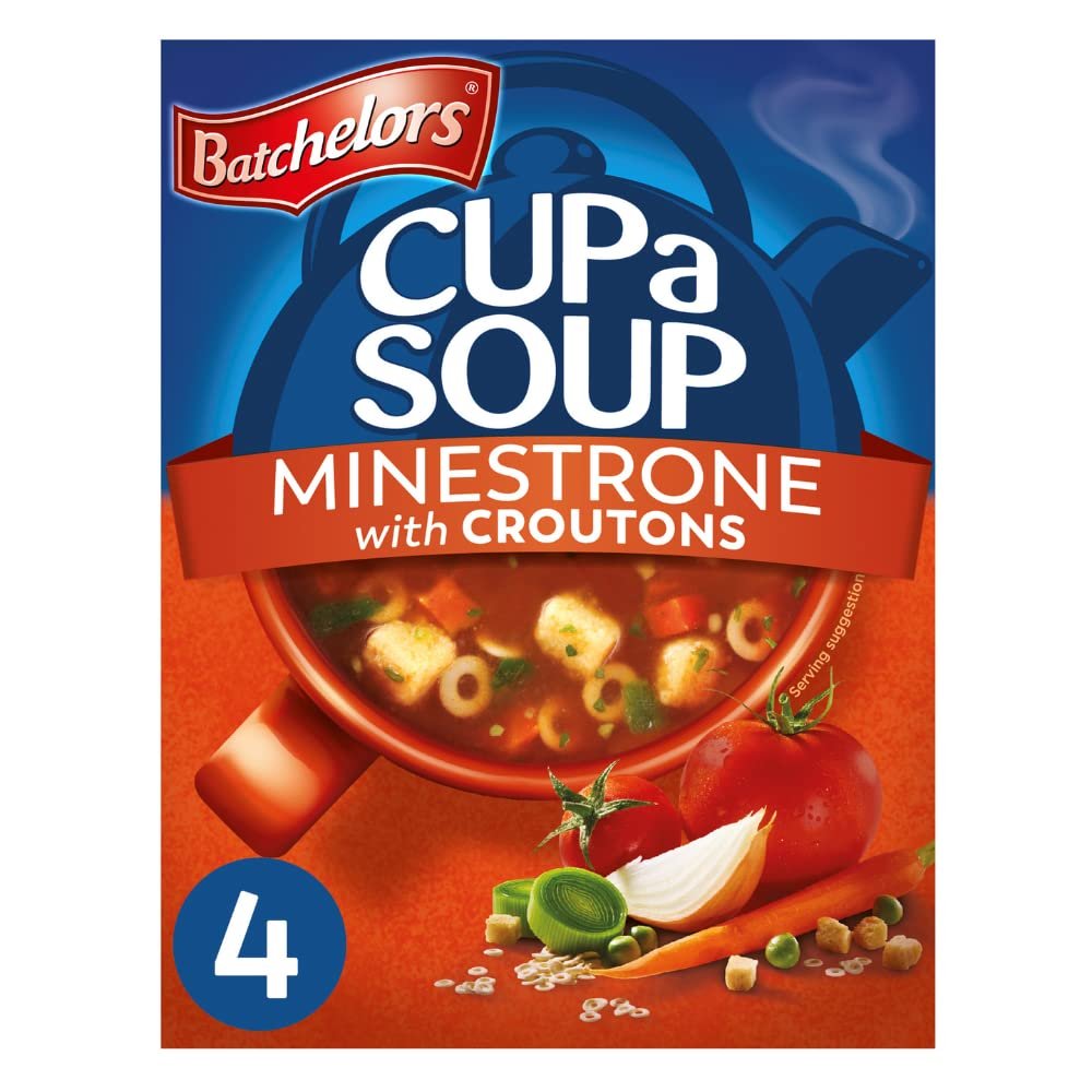 Batchelors Cup A Soup Minestrone with Croutons- 94gms | Easy Instant Meal | Classic Italian Flavours | Home Style Soup | Ready in Minutes | No Additives or Preservatives | Serves 3-4