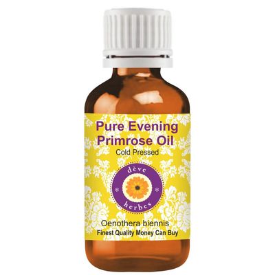 Deve Herbes Pure Evening Primrose Oil (Oenothera biennis) | Cold Pressed | Natural | Undiluted | For Diluting Essential Oils | For Skin & Massage | Men & Women | 30ml