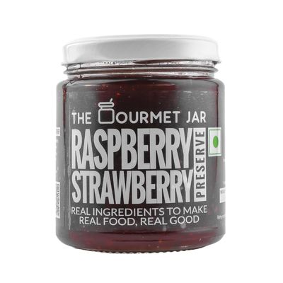 The Gourmet Jar Raspberry Strawberry Preserve 230 g| 100% Natural, No Preservatives, No Artificial Colors, No Artificial Flavouring Agents| No Refined Sugar| Raspberry Strawberry Jam| Perfect for Pancakes, Crepes, Waffles & Toasts| Pack of 1