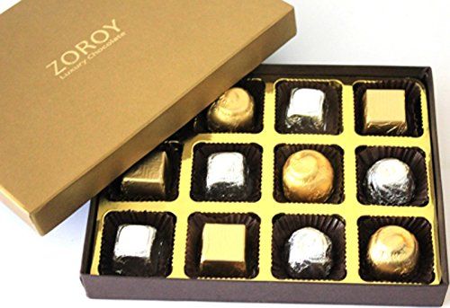 ZOROY Luxury Chocolate Delite Assorted Milk & Dark Luxury Gold Gift Box Pack Of 12 Chocolates For Celebration Corporate Diwali Birthday Festive