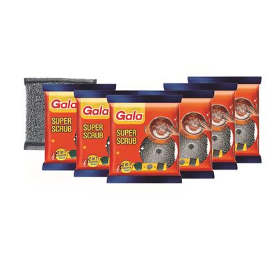 Gala Super Scrub Set Made of Steel Black Pack of 6