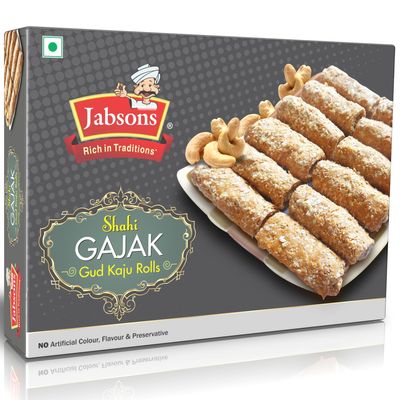 Jabsons - Kaju Roll Gajak - 350 Gm |Cashew Roll Gachak | Gazzak | Dry Fruit Gazak| Til Sweets|Festival Snacks |Winter Snacks