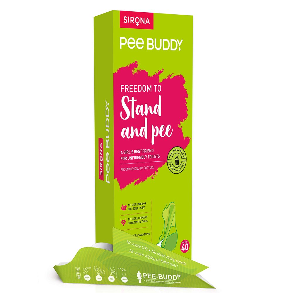 PEE BUDDY 40 Funnels Disposable Female Urination Device for Women | Portable, Leak-Proof Stand and Pee Funnels for Women, Girls| Public Toilets, Travel, Camping, Hiking and Outdoor Activities