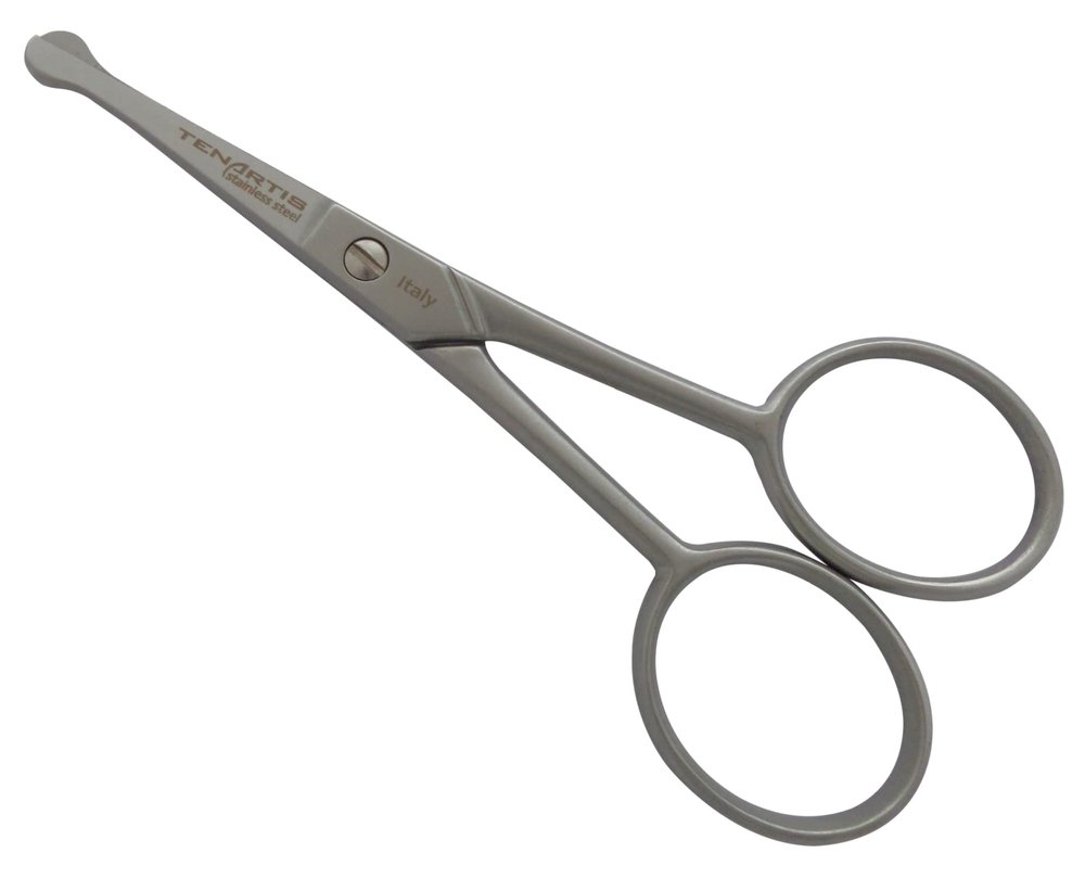 Tenartis 108 4" Stainless Steel Beard, Moustache, Ear & Nose Scissors with Curved Blades - Made in Italy by Tenartis