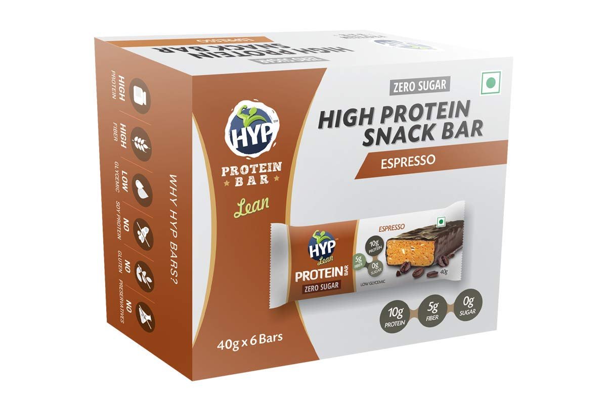 HYP - High Protein Snack Bar, Chocolate Espresso (6x40g) | No Added Sugar | Protein Chocolate Bar Espresso Flavor | Gluten Free Protein Bars | High Protein Snack | Protein Bar Sugar Free