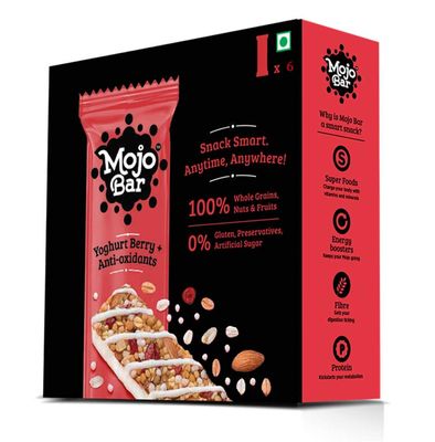 Mojo Bar Energy Bars Yoghurt Berry & Anti Oxidant | 100% Whole Grains, Nut & Fruit | High Energy & Granola Bars | Pack of 6 x 32g Energy Bars | Gluten Free & No Preservatives