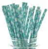 Frozen Snowflake Straws (25 Pack) - Christmas Straws, Teal Green Blue Paper Straws, Winter Snow Flakes Party Supplies view 2
