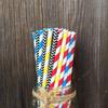 Outside the Box Papers Superhero Theme Chevron and Striped Paper Straws 7.75 Inches 100 Pack Red, Blue, Black, Yellow, White view 3