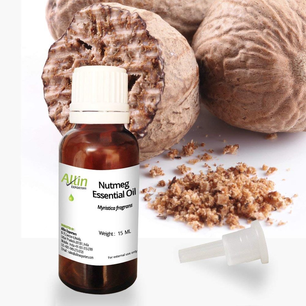 Allin Exporters Nutmeg Essential Oil Natural & Undiluted Therapeutic Grade Ideal for Skin Care, Acne & Hair Nourishment (15ml)