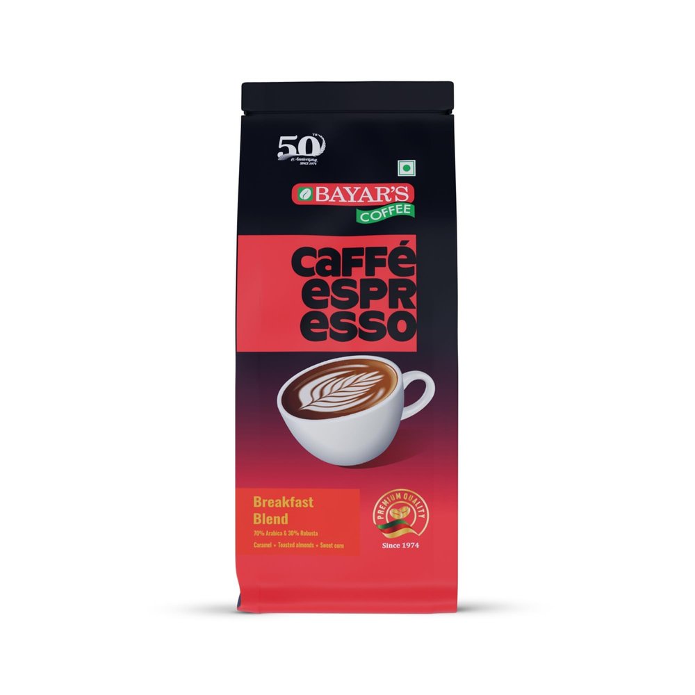 Bayar's Coffee Caffe Espresso Breakfast Blend 100% Coffee Powder 250g | Authentic Blend with 70% Arabica & 30% Robusta | Freshly Roasted & Ground for Rich Aroma & Taste