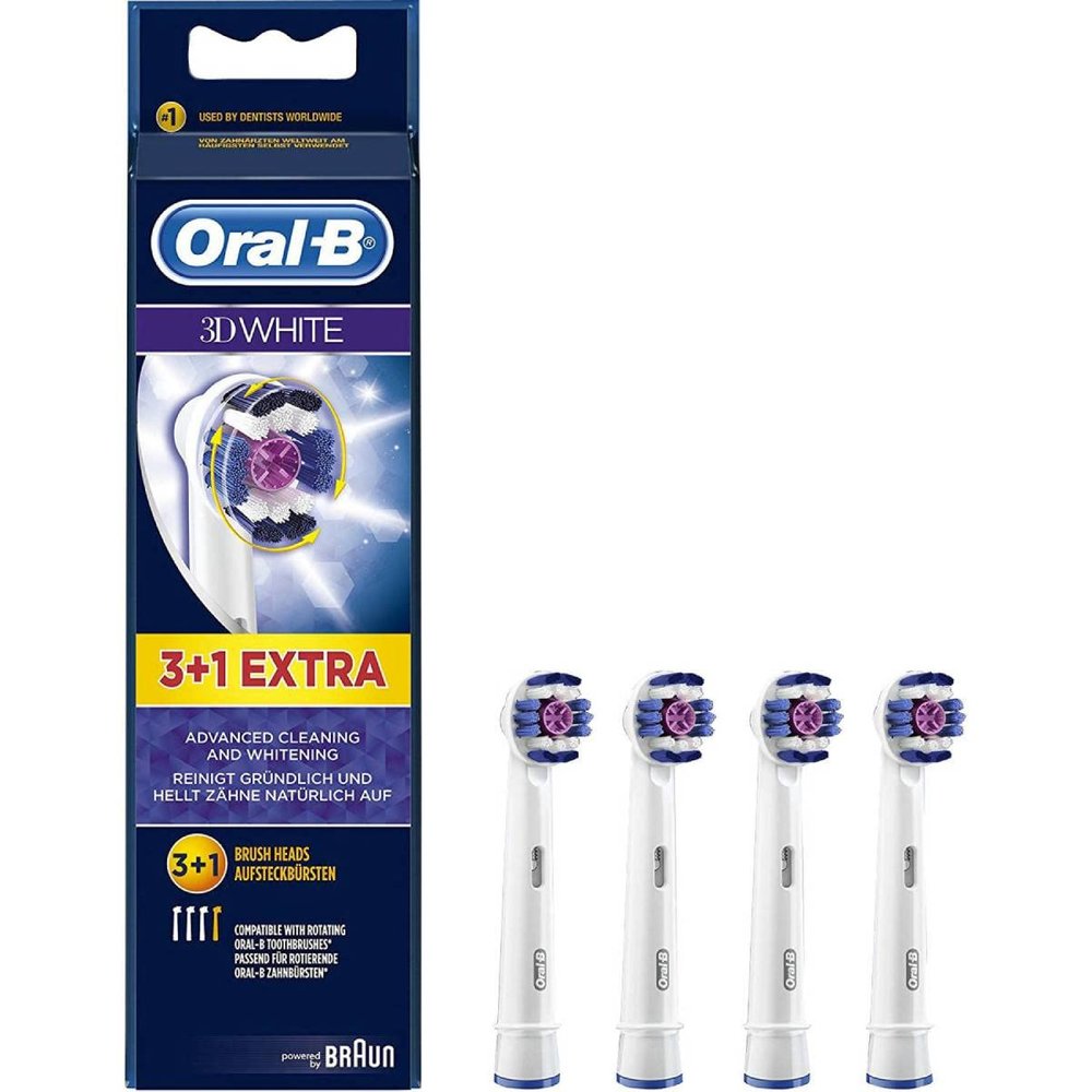 Braun Oral-B 3D White Electric Toothbrush Replacement Brush Heads Refill, 4 pk