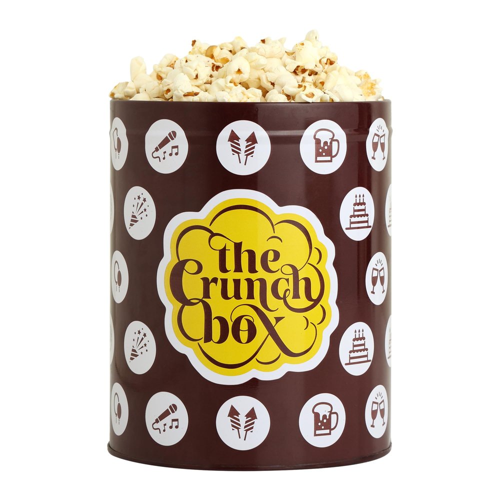 The Crunch Box Classic Kettle Popcorn Tin, Salted Gourmet Popcorn, Popcorn for All Occasions, Pairs with Your Favourite Drinks, Single Pack of 125gm