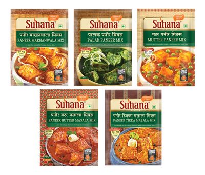 Suhana Paneer Combo (Paneer Makhanwala 50g + Paneer Butter 50g + Paneer Tikka 50g + Mutter Paneer 50g + Palak Paneer 50g ) Combo of 5