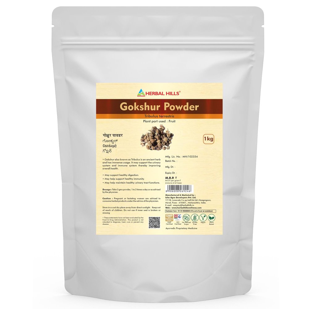 Herbal Hills Gokshur Powder/Gokshura Powder/Tribulus Terrestris Fruit Powder | 1 Kg Pack