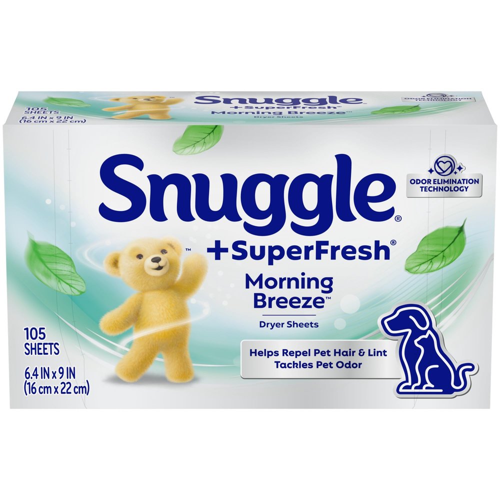 Snuggle Plus Super Fresh Fabric Softener Dryer Sheets with Odor Fighting Ingredients, 105 Count