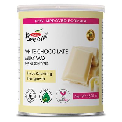 Bee One White Chocolate Milky Wax, 700ml, Unisex, Painless Hair Removal for Face,Upper Lips, Arms, Legs, Bikini Line & Full Body, Moisturizes, Prevents Redness, Leaves Skin Baby Soft & Glowing