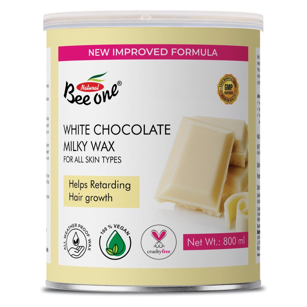 Bee One White Chocolate Milky Wax, 700ml, Unisex, Painless Hair Removal for Face,Upper Lips, Arms, Legs, Bikini Line & Full Body, Moisturizes, Prevents Redness, Leaves Skin Baby Soft & Glowing