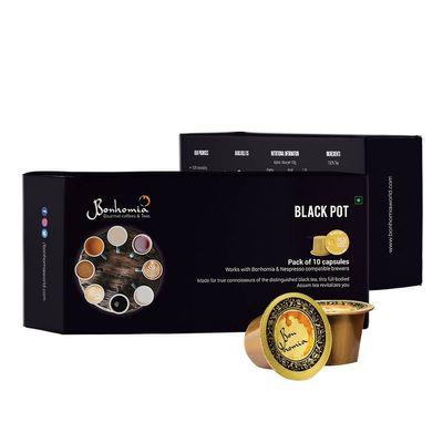 Bonhomia Black Pot - Rich & Sophisticated Tea, Nespresso Compatible Pods - Lemon, 50 Tea Capsules