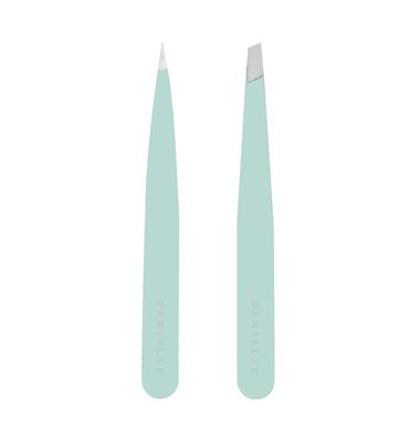 Danielle Seafoam: Soft Touch Slant And Point Stainless Steel Tweezers, Seafoam