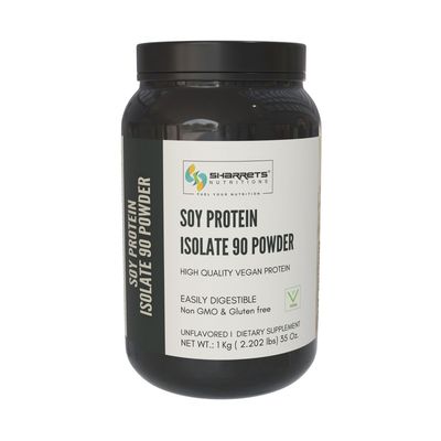 Sharrets Soy Protein Isolate Powder 1Kg, 90% Unflavored - Vegan Pant Based Gluten Free