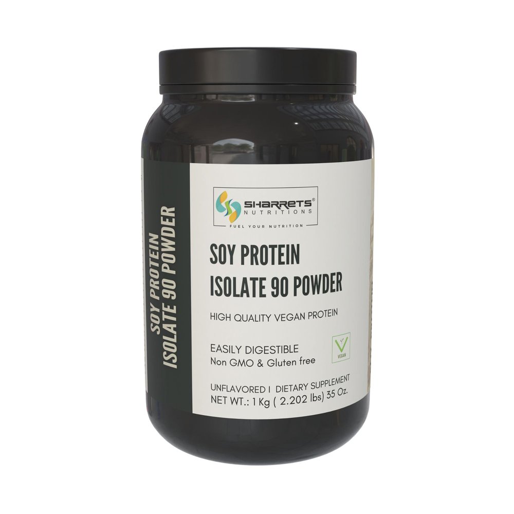 Sharrets Soy Protein Isolate Powder 1Kg, 90% Unflavored - Vegan Pant Based Gluten Free