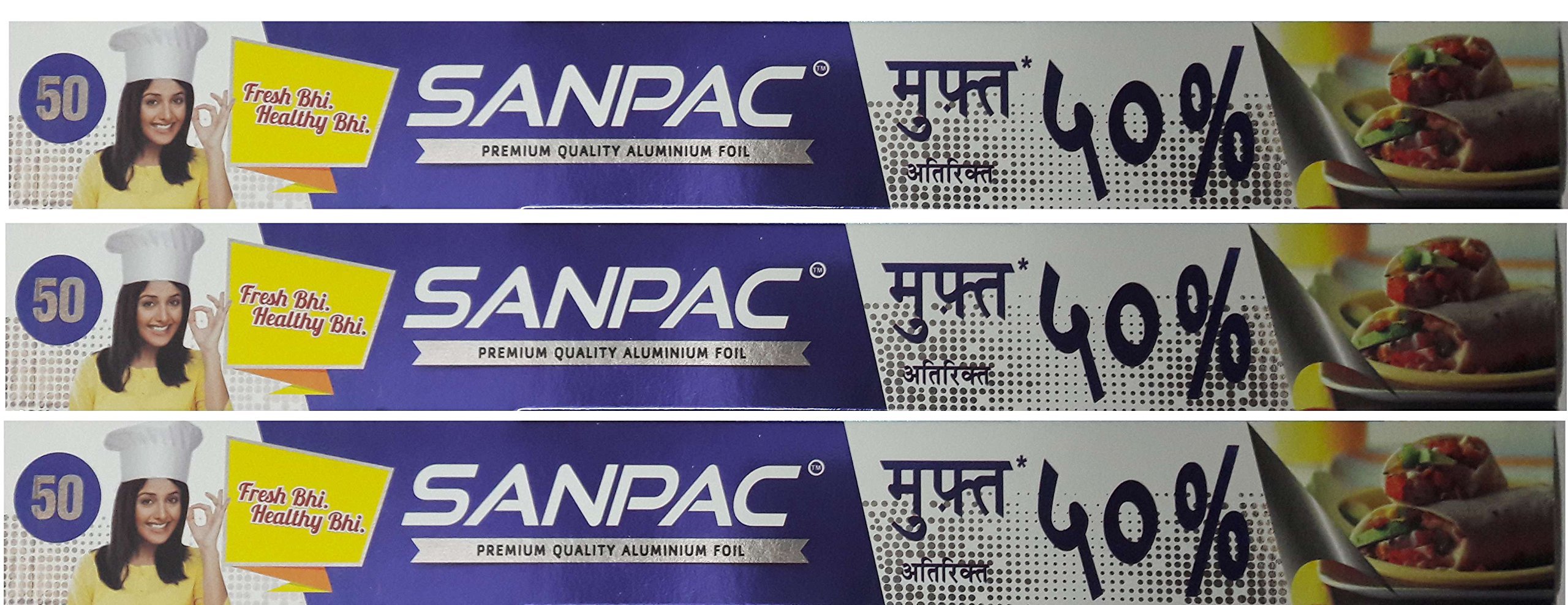 Amit Marketing 50% Sanpac Aluminium Foil, Silver Colour foil roll [Pack of 3]