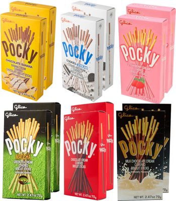 Pocky Biscuit Stick 6 Flavor Variety Pack (Pack of 12)