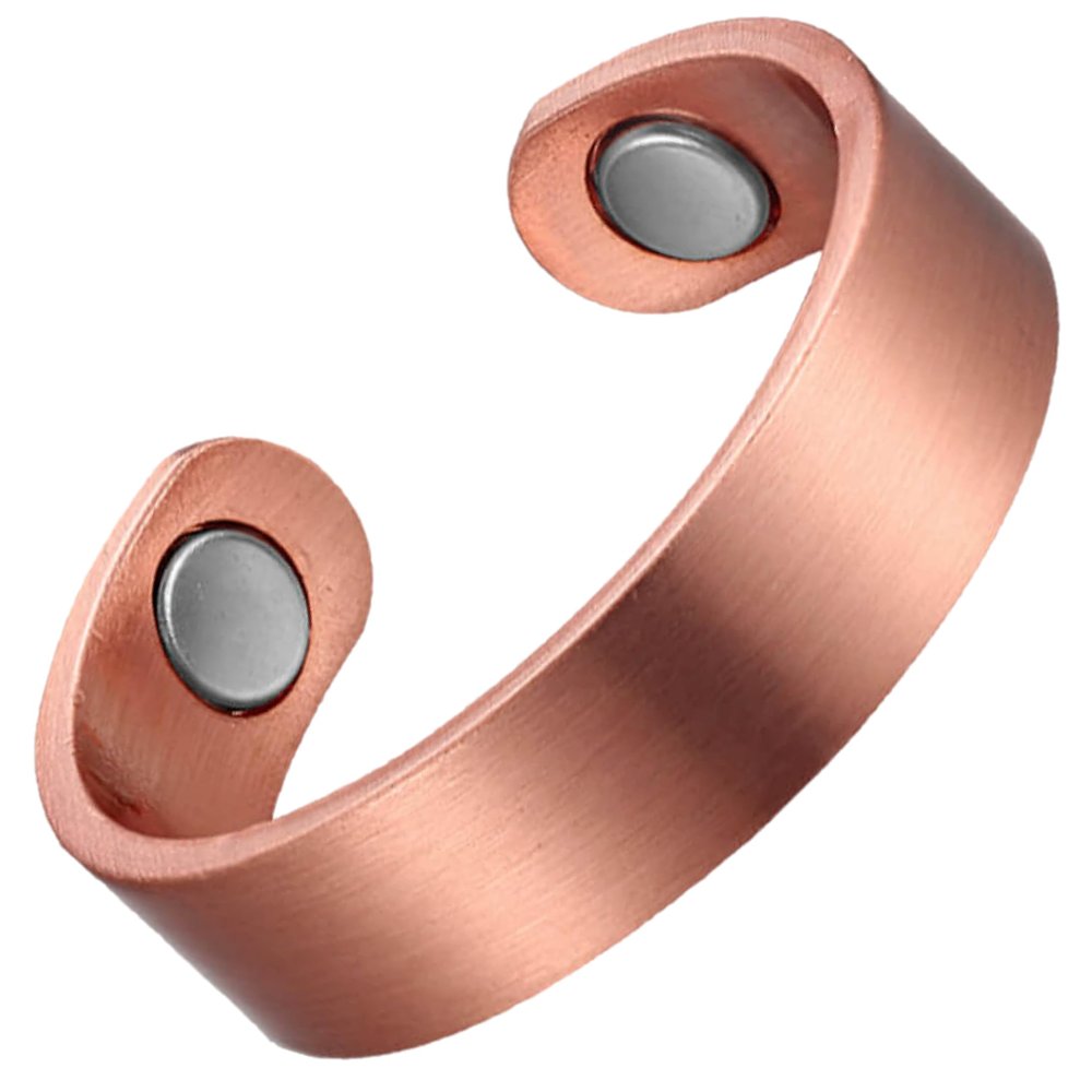 EARTH THERAPY Mens Copper Ring - Magnetic Therapy Finger - 2 Arthritis Magnets