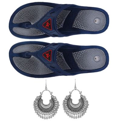 Super India Store Unisex Acupressure Slippers Sandals For Pain Relief & Total Health Care (Blue-05)