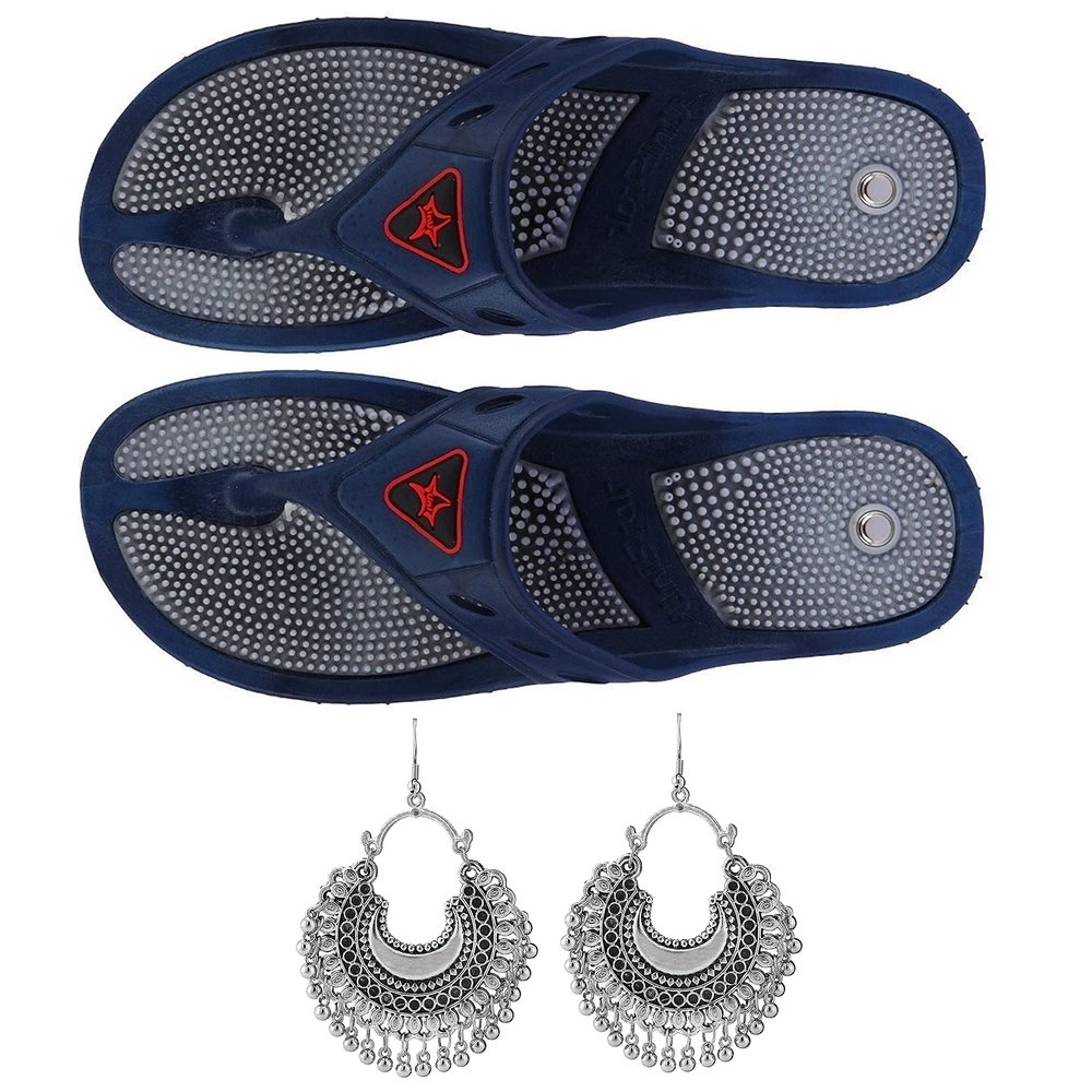 Super India Store Unisex Acupressure Slippers Sandals For Pain Relief & Total Health Care (Blue-05)