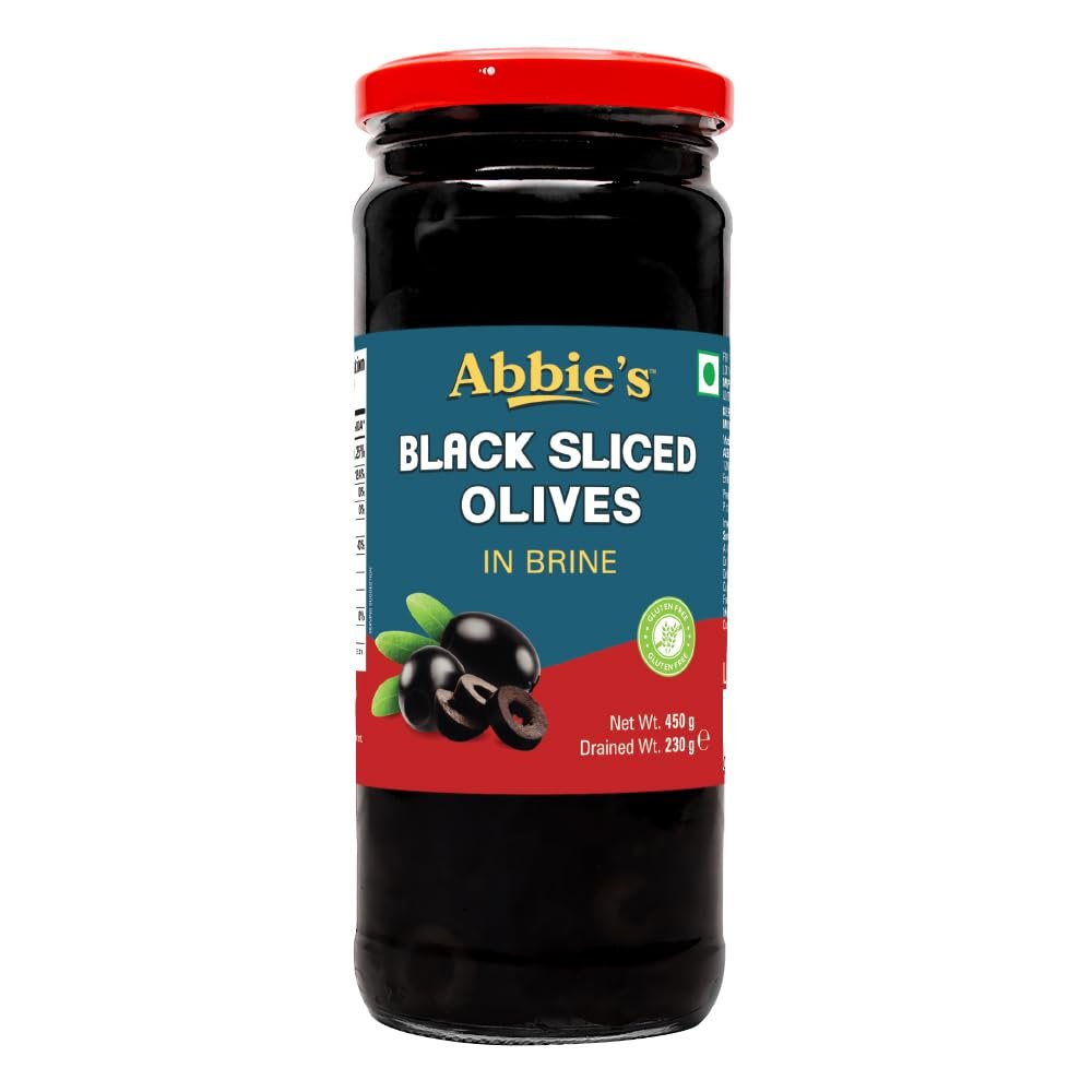 Abbie's Black Sliced Olive 450g Pack Of 1, Product of Spain