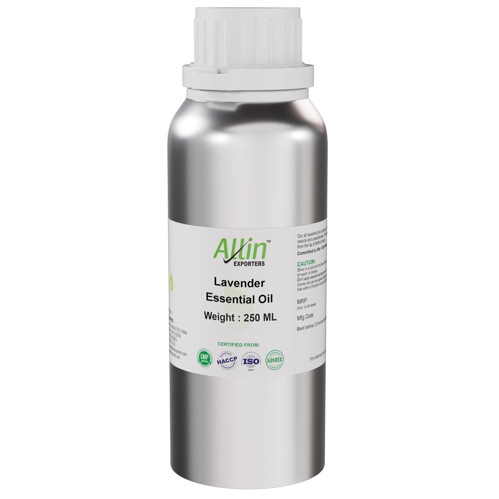 Allin Exporters Lavender Essential Oil Pure, Natural & Undiluted Therapeutic Grade for Skin, Hair, Diffusers & Aromatherapy (250 ML)
