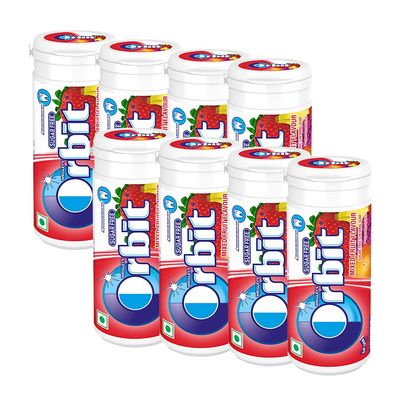 Orbit Mixed Fruit Sugar-Free Chewing Gum, Chewing Gums for Clean and Healthy Teeth, Pocket-Friendly & Easy to Carry Tube, 22g, Pack of 8